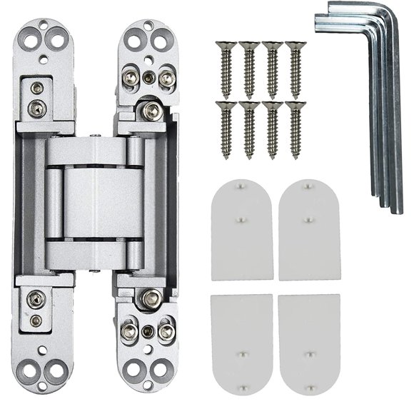 Ranbo 6 x 2.5 x 1 inch Zinc Alloy/Aluminum Alloy Material Heavy Duty Invisible/Concealed/Hidden 3 Way Adjustable Butt Hinge Suitable for Commercial Residential Industrial Door