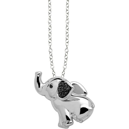 Petite Expressions Black Diamond Accent Elephant Pendant in 18kt Gold-Plated over Sterling Silver, 18