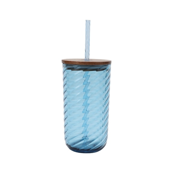 Beautiful 21-Ounce Tritan Swirl Texture Sipper Tumbler Set, Blue by Drew Barrymore