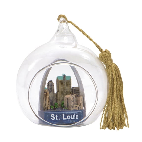Mini Skyline St. Louis Christmas Ornament Open Glass Ball