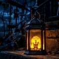 thumbnail image 6 of WWC Halloween Lantern, Vintage Flickering LED Candle Hanging Lamp with Castle Pumpkin Print, Halloween Decor Night Light for Indoor Outdoor, 6 of 7