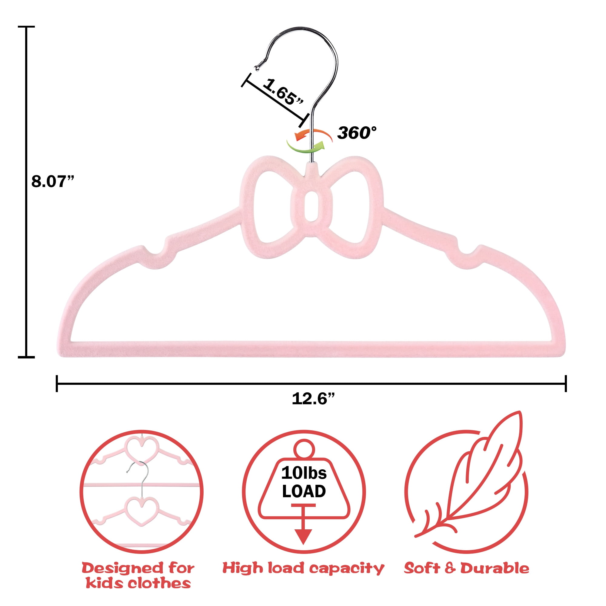 Ollieroo Kids Velvet Hangers 50 Pack, Premium Non-Slip Baby & Toddler Clothes Hangers, Durable, 360° Swivel Hook, 12.8"