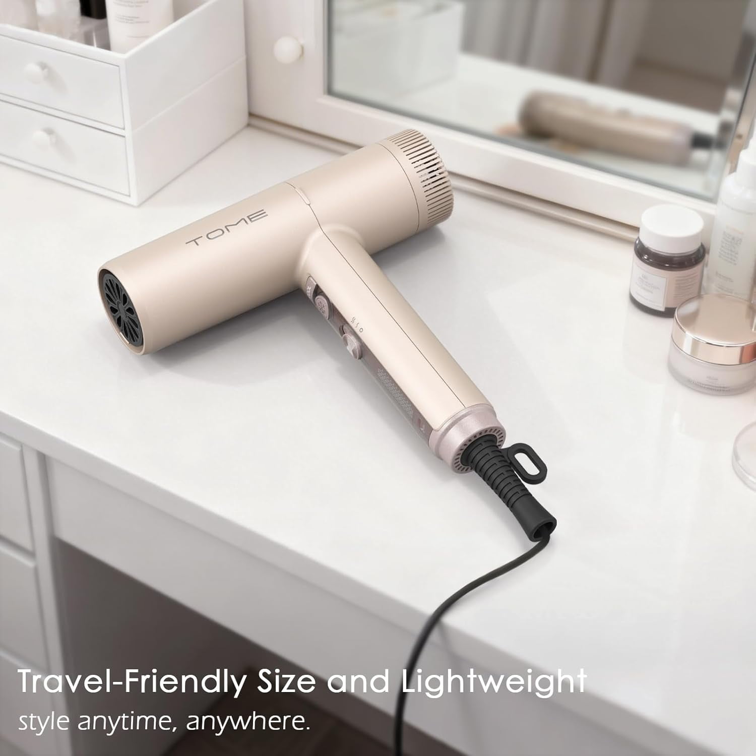 TOME Hair Dryer with Diffuser 1875W High Speed Ionic Blow Dryer 110000 RPM with Air Curling Wands Nozzle,Pink