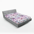 thumbnail image 2 of Ambesonne Paisley Fitted Sheet, Boho Modern Floral Motifs, King Size, Magenta Sea Blue Mustard, 2 of 5