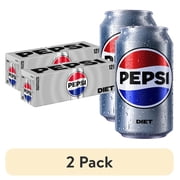 (2 pack) Diet Pepsi Cola Soda Pop, 12 fl oz, 12 Pack Cans