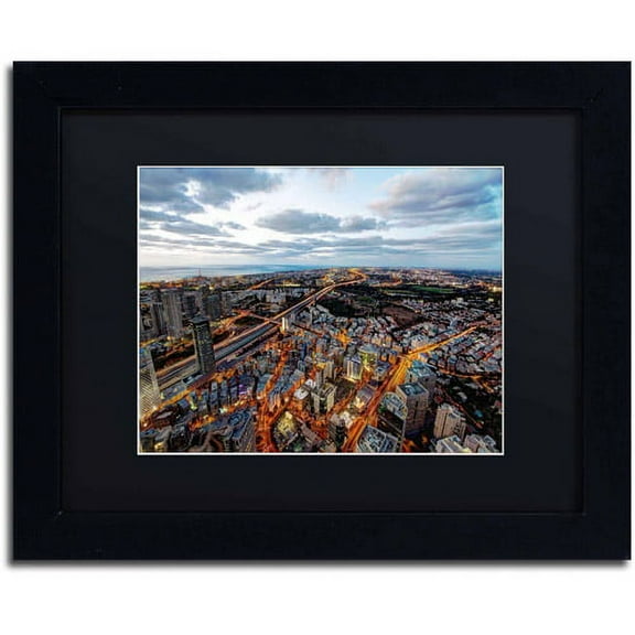 Trademark Fine Art "Tel Aviv - Israel-III" Canvas Art by David Ayash, Black Matte, Black Frame