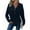 Dark Blue, variant on ManxiVoo Women's Oversized V-Neck Button Detail Hoodie Long Sleeve Drawstring Casual Knit Sweater L Size Black