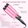 thumbnail image 2 of MINKUROW 3 Barrel Curling Iron Hair Crimper-25mm Ceramic Tourmaline Hair Iron Wand with Dual Voltage,Fast Temperature Adjustment, 2 of 7
