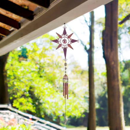 ICE ARMOR 37" Long Purple Star Wind Chime with Copper Gem