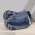 thumbnail image 4 of Denim Shoulder Bag for Women and Men, Casual Lightweight Retro Multi Layered Travel Bag, Girls Jean Tote Purse, Blue Black Crossbody Handbag for Women, 4 of 14