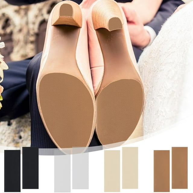 Uscallm 4Pcs Anti-Slip Tape for Shoes, Rippled Sole Protective Grip Strips, PVC Material Flexible Snug Fit Adhesive, Diamond Pattern Non-Slip Pads for Smooth Leather Soles, Includes Adhesive Aid and