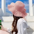thumbnail image 4 of 54-58cm hat circumference female summer outdoor seaside big eaves sunscreen sunshade straw hat pearl strap foldablepink, 4 of 5