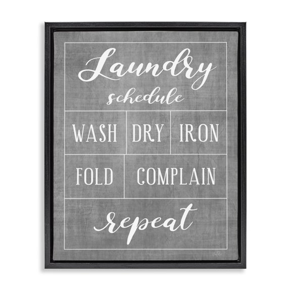 Stupell Industries Rustic Lodge Laundry Schedule Humor Sign Black Floating Frame Canvas Art, 17 x 21, by Natalie Carpentieri