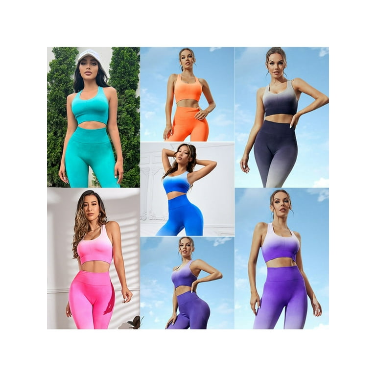 Ombre Seamless Yoga Set Sports Suit Bar Sports Outfit Women