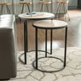 thumbnail image 1 of Loma Nesting Accent Table Set by East at Main - Round Mango Wood Side Table / End Table Set with Black Iron Frame (20x20x25), 1 of 5