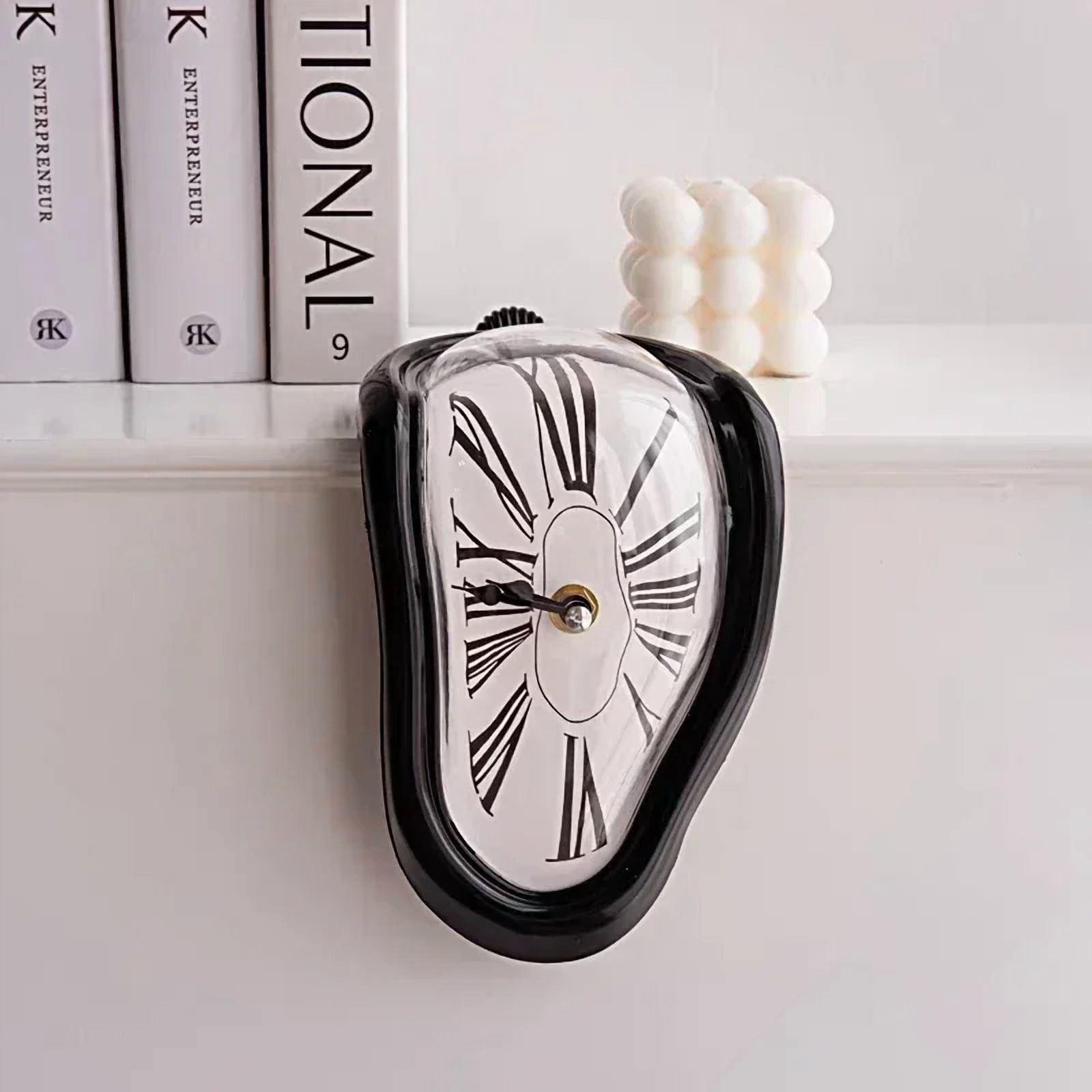 2024 New Novel Surreal Melting Distorted Wall Clocks Surrealist Salvador Dali Style Wall Watch Decoration Gift Home Garden