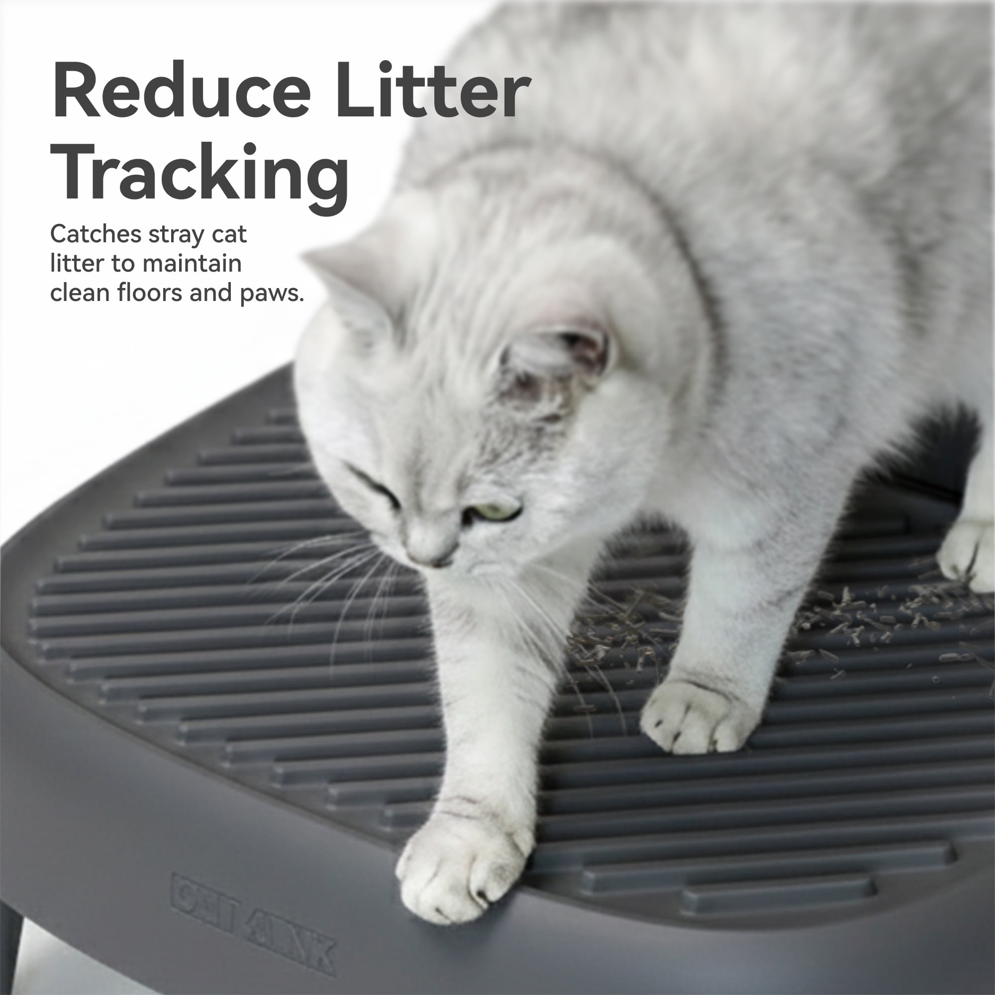 CATLINK Pet Ramp for Open Top Automatic Cat Litter Box, Suitable for Senior, Kitten, Obese Cats, Easy Access Step with Litter Trapping Design, Grey