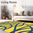 thumbnail image 2 of ODIKA 8'x10' Machine Washable Non-Slip Area Rug, Curved Ribbon Abstract Contemporary Decorative Surface Design High Traffic Rug, Yellow, 467179, 2 of 7