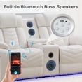 thumbnail image 4 of 2PCS Power Zero Gravity Reclining Sofa Set with Bass Speaker,Wireless Charger,USB/Type C Ports,LED Light,Cup Holder,Storage Console Faux Leather Electric Recliner Sofa and Loveseat,5 Seater,White, 4 of 8