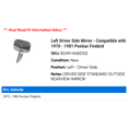 thumbnail image 2 of Left Driver Side Mirror - Compatible with 1970 - 1981 Pontiac Firebird 1971 1972 1973 1974 1975 1976 1977 1978 1979 1980, 2 of 2