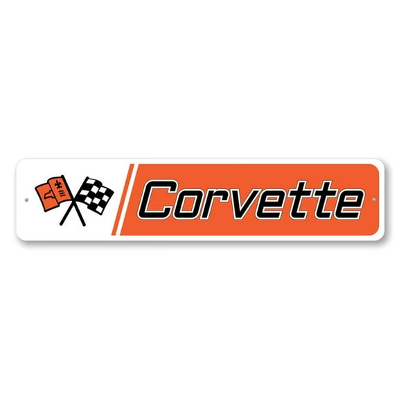Corvette Race Team, Chevy Sign, Man Cave Wall Sign, Garage Sign, Chevy Race Team Aluminum Sign - 4x18 inches