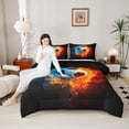 thumbnail image 4 of Castle Fairy Soccer Twin Comforter Sets,Abstract Flame Water Bedding Set,Sport Bedding Set, 4 of 8