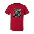 thumbnail image 2 of Cool Rainbow Neon Trippy Jungle Tiger Eyes Animal Lover Men's Graphic T-Shirt, Red, 3XL, 2 of 3