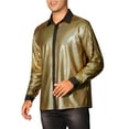 thumbnail image 4 of Lars Amadeus Shiny Metallic Shirts for Men's Long Sleeves Glitter Party Disco Collared Shirts XL Golden, 4 of 5