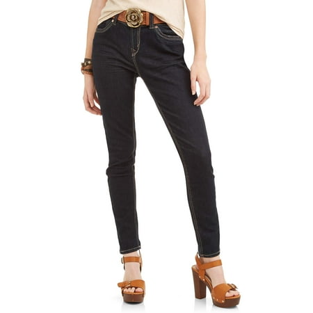 - Wallflower Juniors' Curvy Embellished Back Pocket Ankle Jeans with Belt