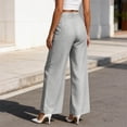 thumbnail image 4 of Aimik Women's High Waist Pleated Wide Leg Pants Straight Leg Dress Trousers Fashion Work Office Business Pant with Pockets, 4 of 5