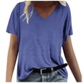 thumbnail image 2 of Fiudx Ofertas Del Día Moda Mujer Casual Cuello En V Blusa Sólida Manga Corta Camiseta Verano Tops, 2 of 4