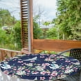 thumbnail image 2 of Ambesonne Tropical Fitted Round Tablecloth, Watercolor Cranes Flowers, 40"- 44" Diameter, Dark Coral and Petrol Blue, 2 of 5