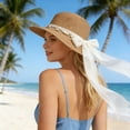 thumbnail image 3 of Straw Bucket Hats for Women Summer Wide Brim Beach Sun Hat Fisherman Hat with Bow Tie, 3 of 9