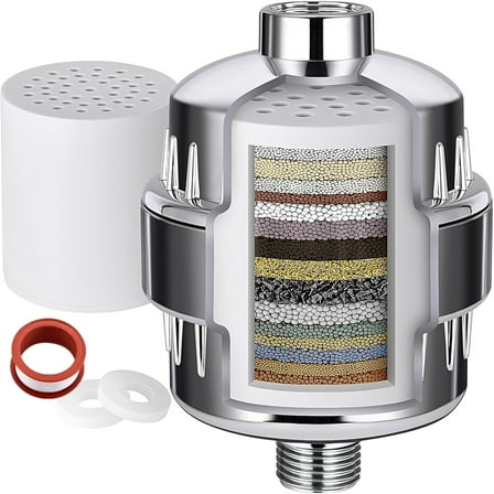 MSOEIA 20-Stage Shower Head Filter for Hard Water | Shower Water Softener that Removes Chlorine, Fluoride, Heavy Metals | Improves Skin & Hair