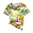 thumbnail image 4 of Mifsaly Easter Shirts for Women Short Sleeve Crewneck T-Shirt Realistic Easter Rabbit Floral Print Summer Graphic Tee Top Casual Holiday Shirt S, 4 of 5