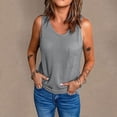 thumbnail image 2 of Puntoco Womens 2024 Summer Ribbed Knit Casual Summer Sleeveless Shirts Tank Tops with Pockets Gray 10(XL), 2 of 6