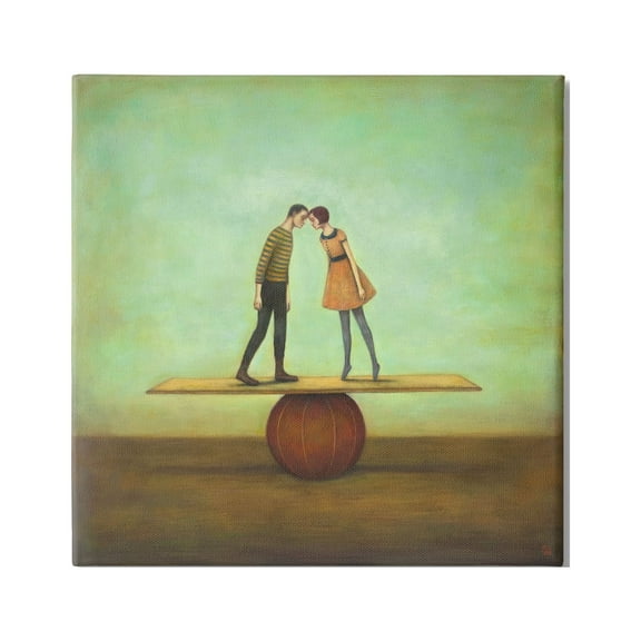Stupell Industries Surreal People Balancing Red Ball Together Painting Canvas Wall Art, 36 x 36, Design by Duy Huynh