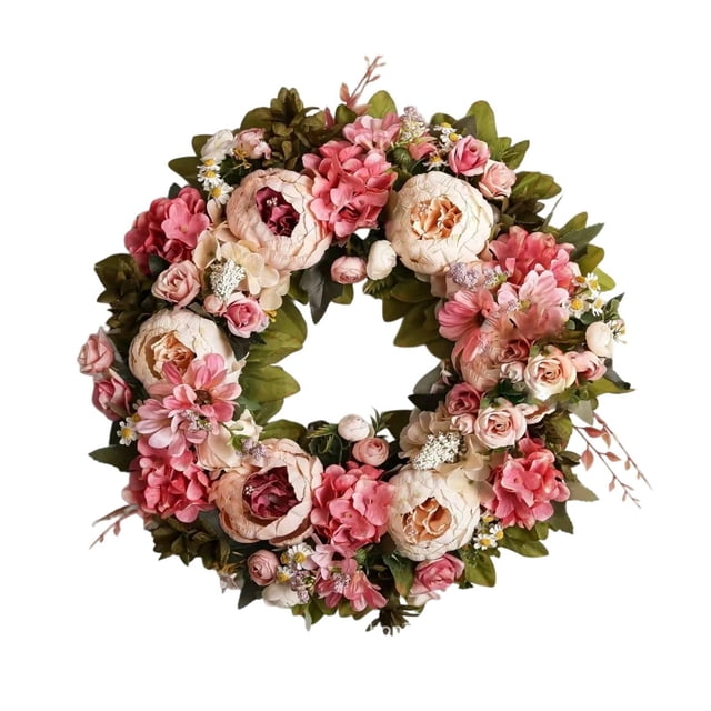 Corona floral para puerta, guirnalda decorativa para fotos, decoración artificial para el hogar, ideal para fiestas y celebraciones en