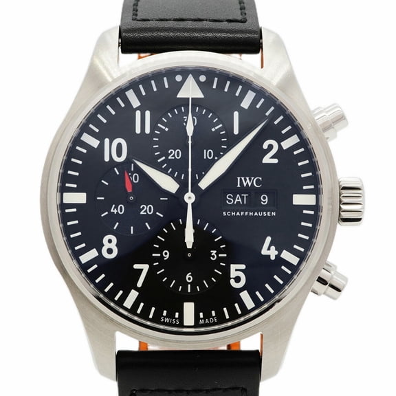 Pre-Owned IWC Schaffhausen Pilot's Watch IW377709 Black Dial Men's