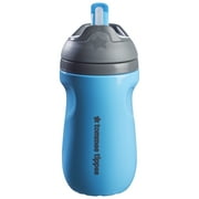 Tommee Tippee Insulated Non-Spill Straw Sippy Cup, 12m+ Toddler Training Drinking Bottle, 100% Leak Proof, Sporty Carry Handle, 9oz, Blue, 1 Pack