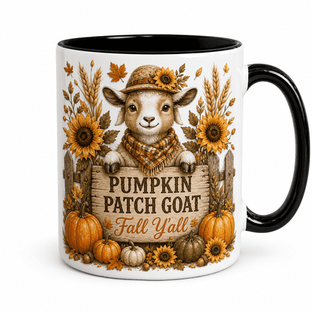 Personalized Mug Goat Pumpkin Patch Ceramic Coffee Cup for Fall Lovers