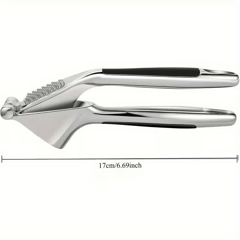 Stainless Steel Garlic Press - Ergonomically designed, durable kitchen tool that mashes garlic effortlessly