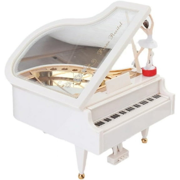 Ballerina Jewelry Box for Girls，Piano Music Box for Women Girls, White Valentine's Day Present Mechanical Classical Ballet Girl Dancing Music Box Birthday Present, White