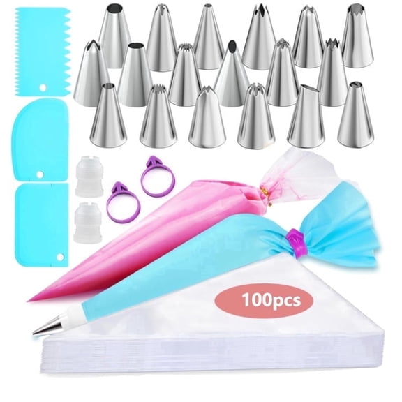 126pcs Disposable Piping Bag Set, 12in Pastry Bags with Decorating Tips for Baking