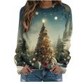 thumbnail image 2 of Meichang Chandails en Molleton de Noël pour Femmes Manches Longues Raglan Imprimé Arbre de Noël Pull Col Rond Confortables Automne Costumes de Noël pour Femmes, 2 of 5