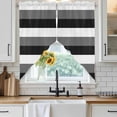 thumbnail image 4 of Grey Black White Striped Kitchen Window Curtains, Swag Curtains Valance for Bedroom Living Room Bathroom, Farmhouse Stripes Rod Pocket Window Treatment Curtain Block Drapes 2 Panels 36"x45", 4 of 9
