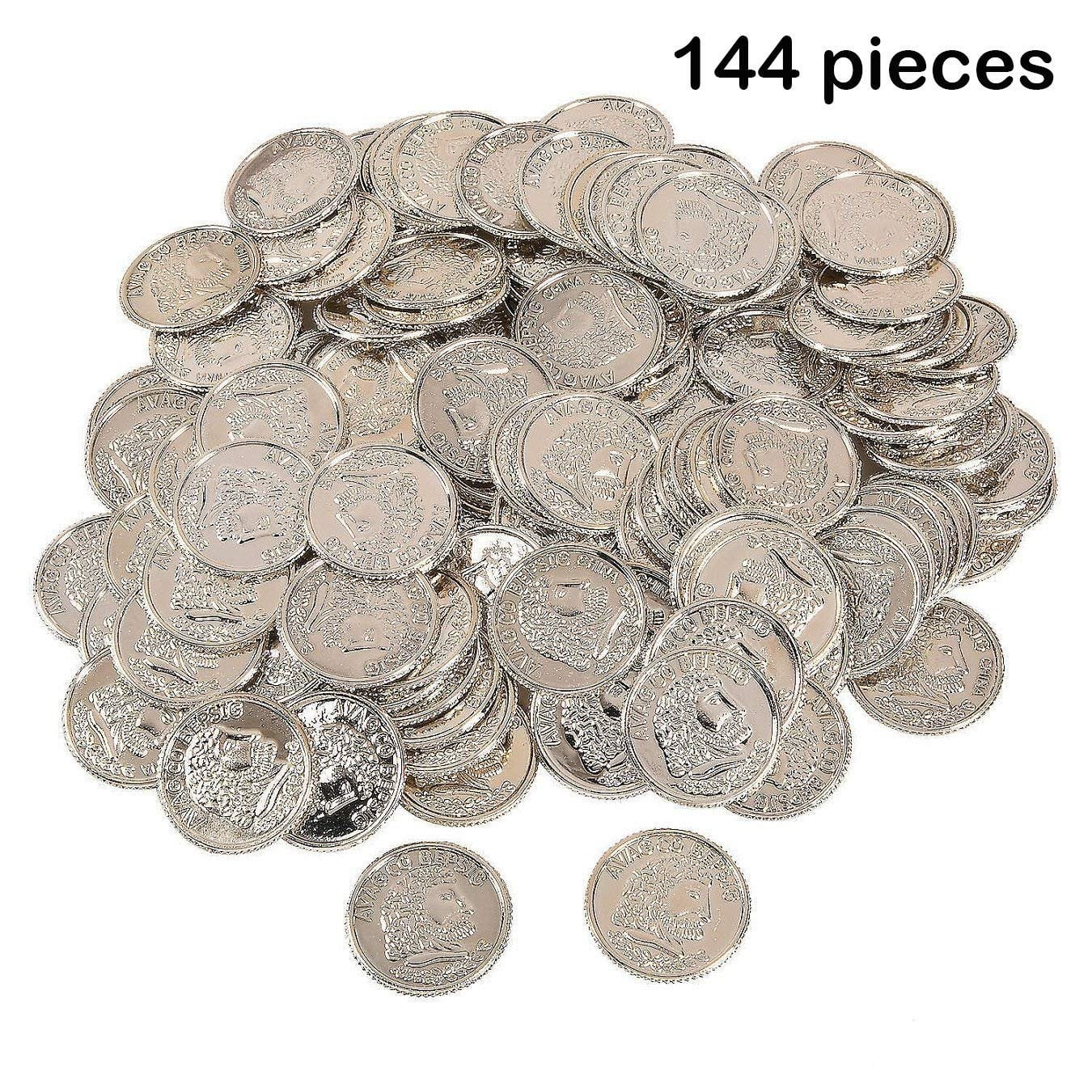 Plastic Gold Coins 144 Pack Fun Play Money Coins Great Party Favors