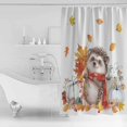 thumbnail image 4 of Extra Long Shower Curtain 72x96 Inch, Fall Hedgehog Shower Curtain Waterproof Bathroom Decor Maple Leaf Pumpkins Thanksgiving Fabric Bath Curtain Set Accessories with Hooks, 4 of 6