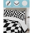 thumbnail image 4 of Black and White Checkered Summer Quilt Set Twin XL Size,Soft Quilted Bedding Set with 2 Pillow Shams,Modern Irregular Geometric Lightweight All Season Bedspread Coverlet for Bedroom 68"x98", 4 of 6