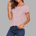 thumbnail image 2 of Graphic T Shirt For Women Summer Casual Striped Print Crew Neck Short Sleeve Tee For Weekend Travel Street Style Daily Outfits Concert Campus Lounge Summer Fashion Wear, 2 of 6